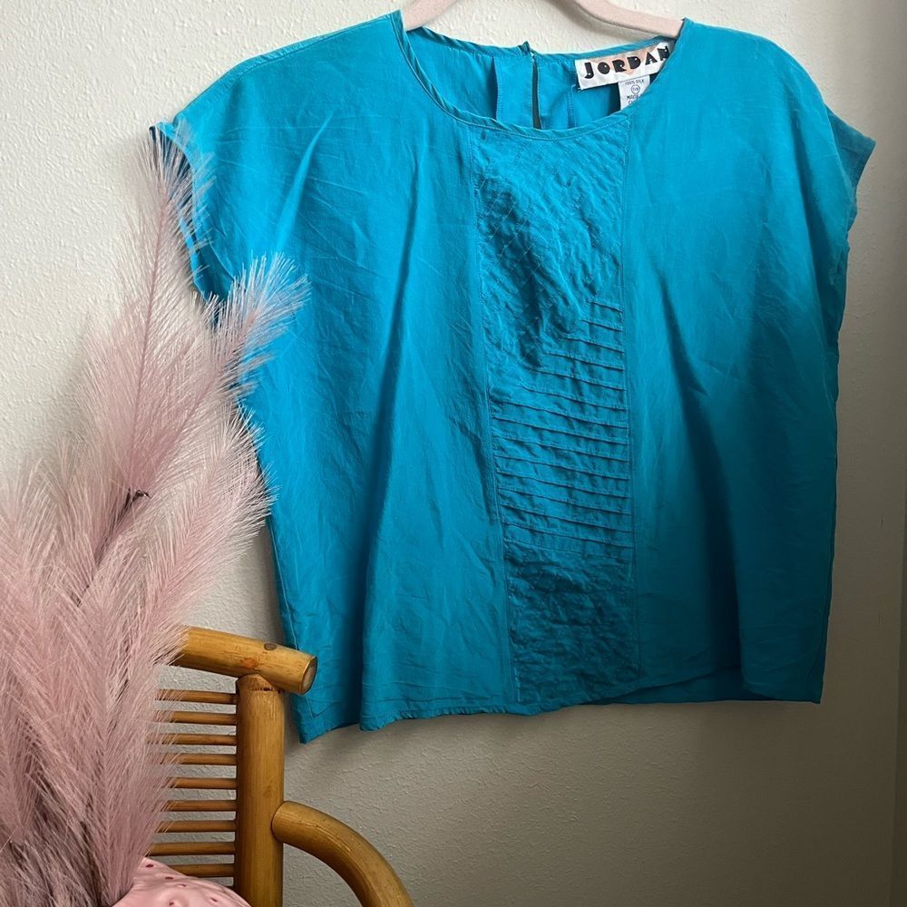 Medium Jordan vintage 80s cobalt blue silk top